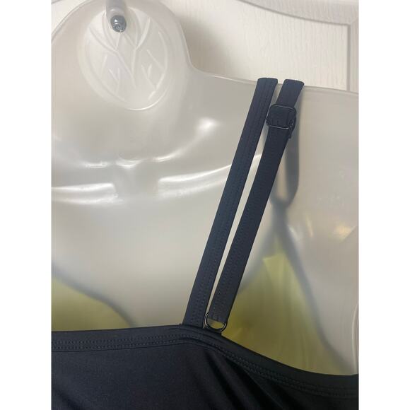 Athleta Black Double Strap Ruched Side Drawstring Tankini Top Size 32B/30C - Picture 4 of 5